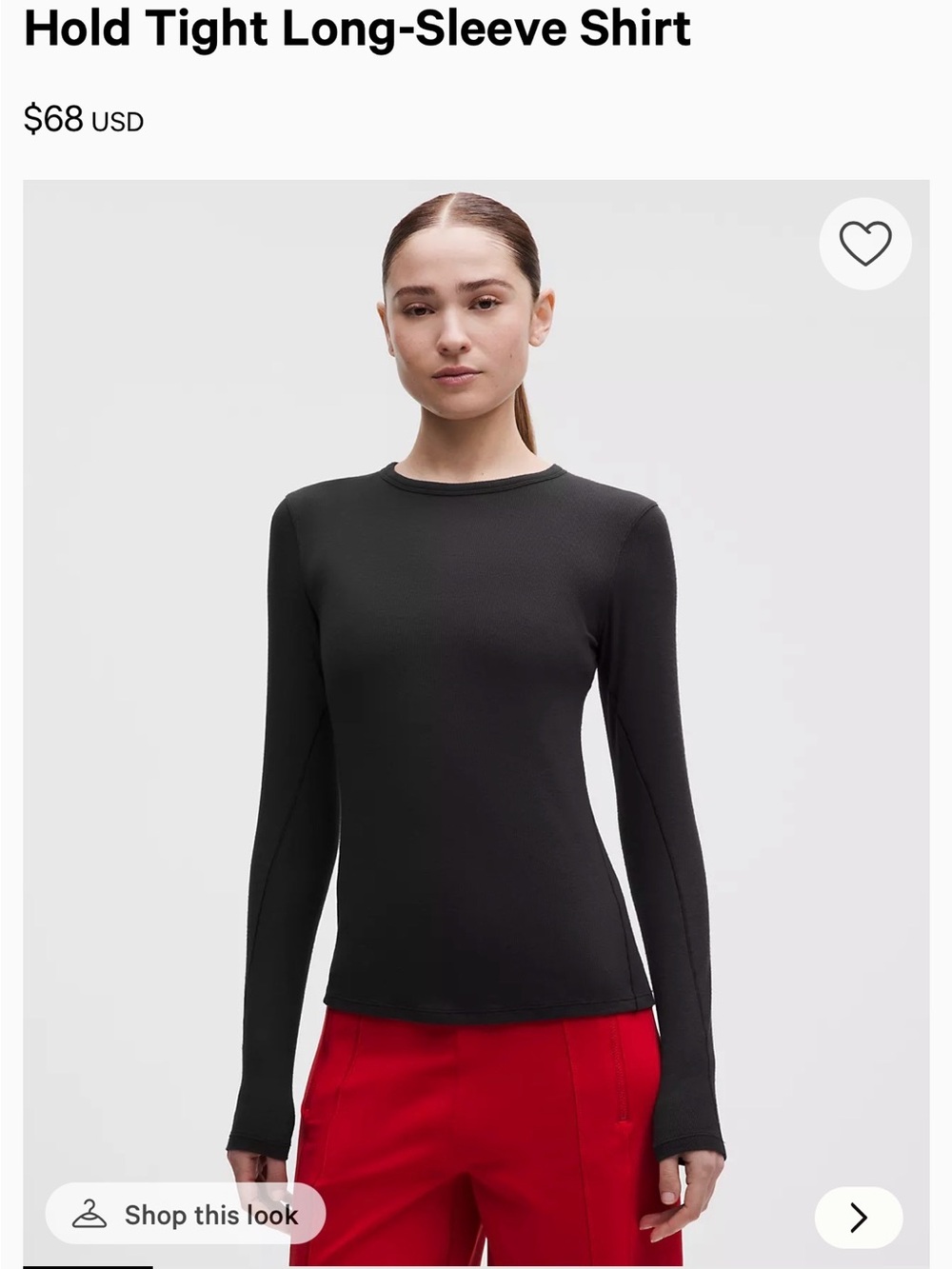 Lululemon - Hold Tight Long-Sleeve Shirt, Black, Size 6, NWT
